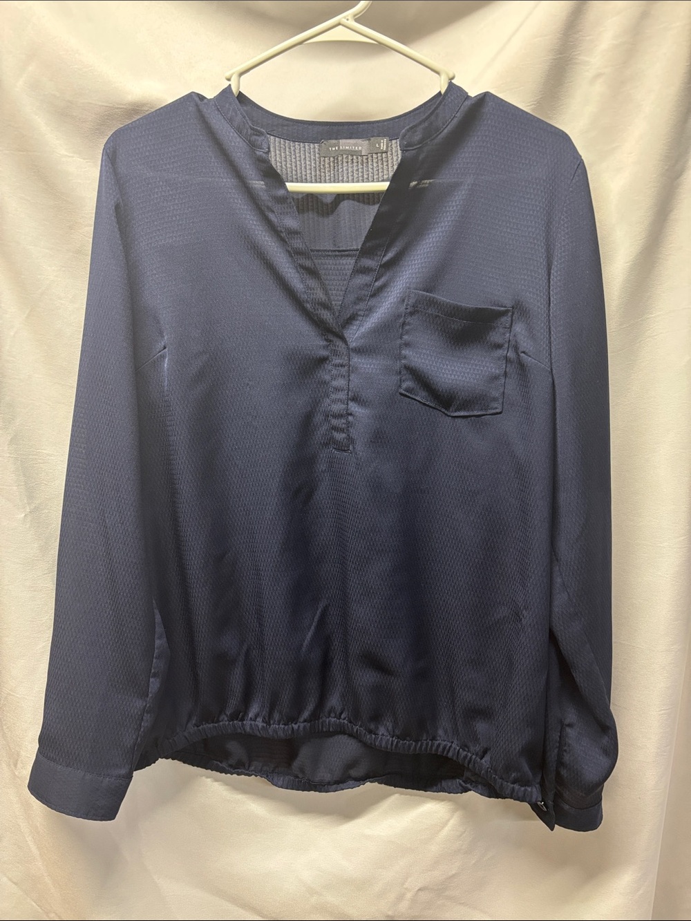 The Limited Navy V-Neck Long-Sleeve Blouse